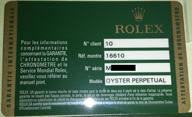 rolex authenticity card