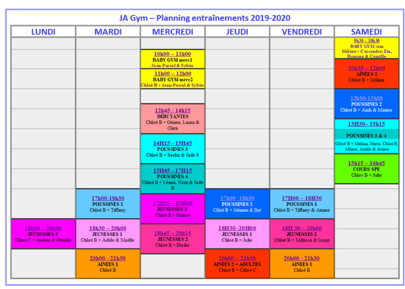 planning saison 2019-2020